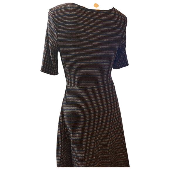 ModCloth Striped Glitter Sparkle Rainbow Skater Dress, Women's Size Medium - Picture 5 of 5